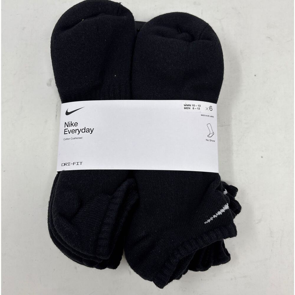 Nike Everyday Cushion No-Show Men's Training Socks Black Size L - Pack of 6